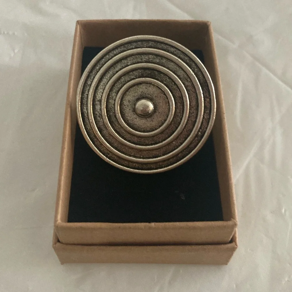 Vintage Spiral Statement Ring Silver Tone - NEW